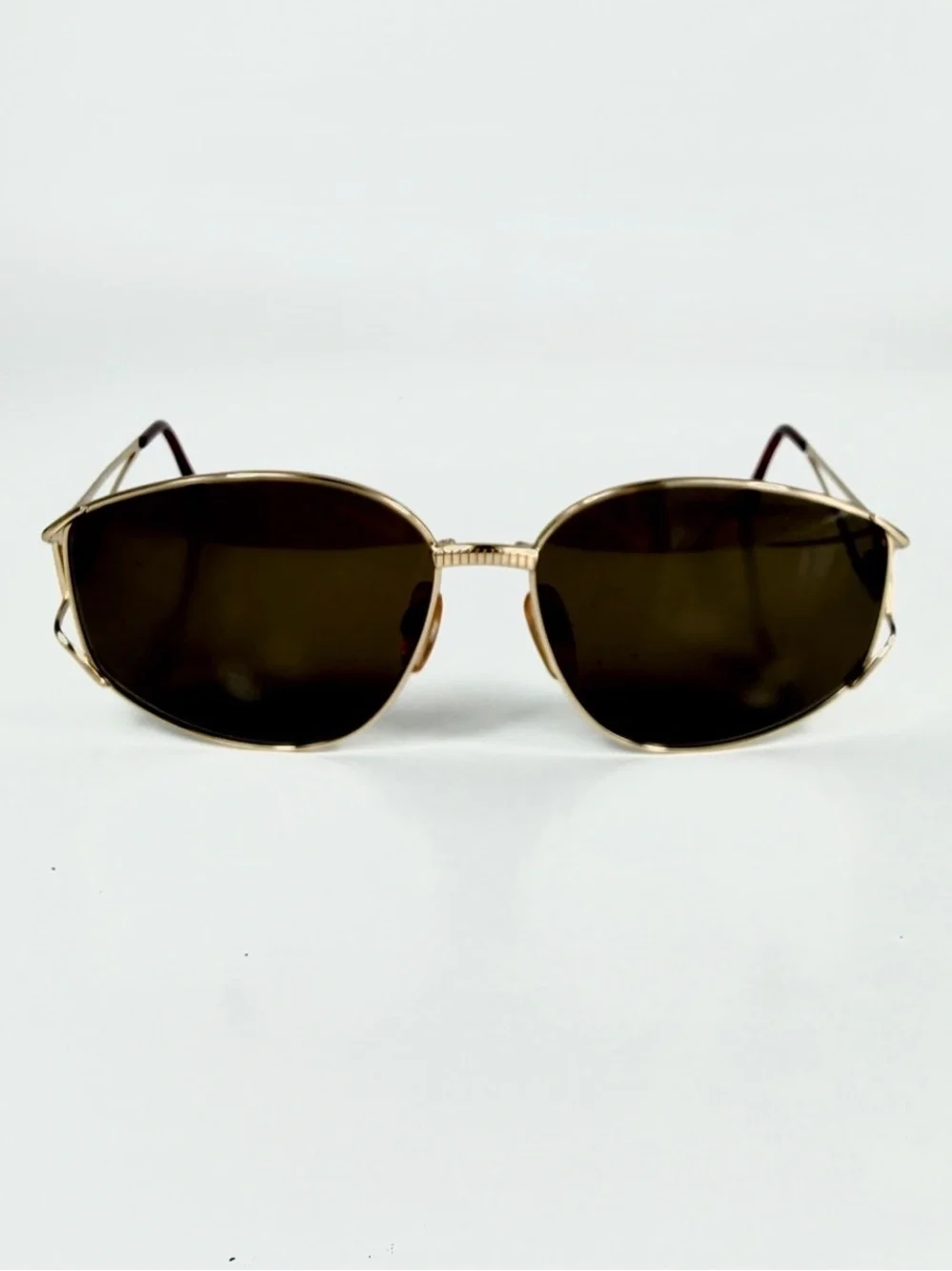 VTG Yves Saint Laurent 6029 Sunglasses Gold Open Frame YSL Deadstock Full Set